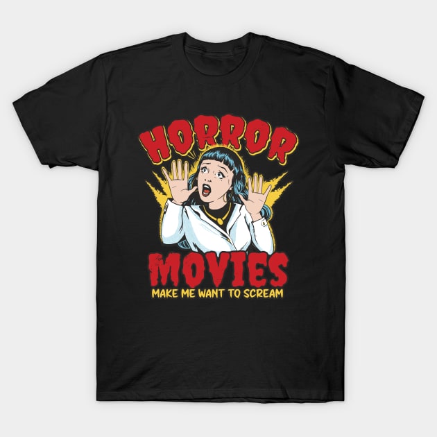 Horror Movies make me want to Scream Retro Graphic T-Shirt by Graphic Duster